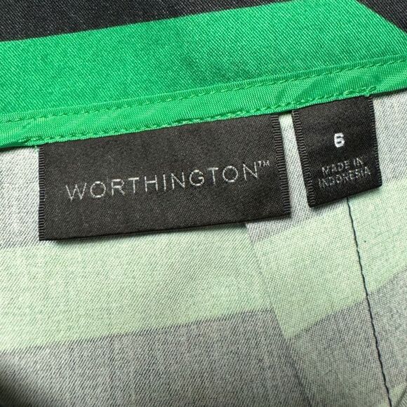 Pencil Skirt Women’s 6 Green Black Geometric Striped Business Work Professional - Picture 3 of 5